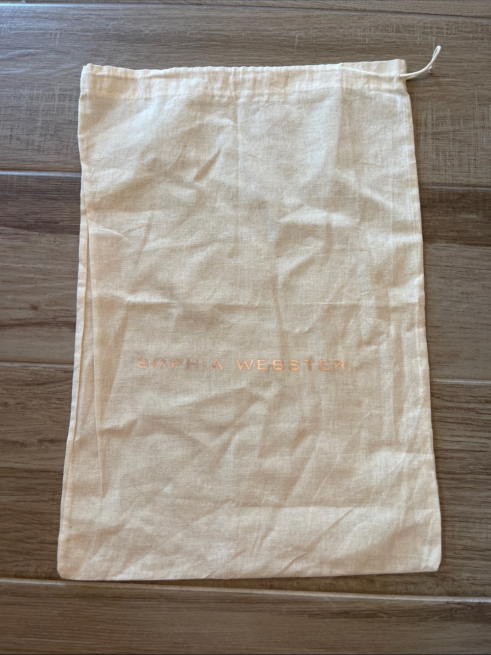 Sophia Webster Cream Drawstring Dust Bag with Metallic Logo